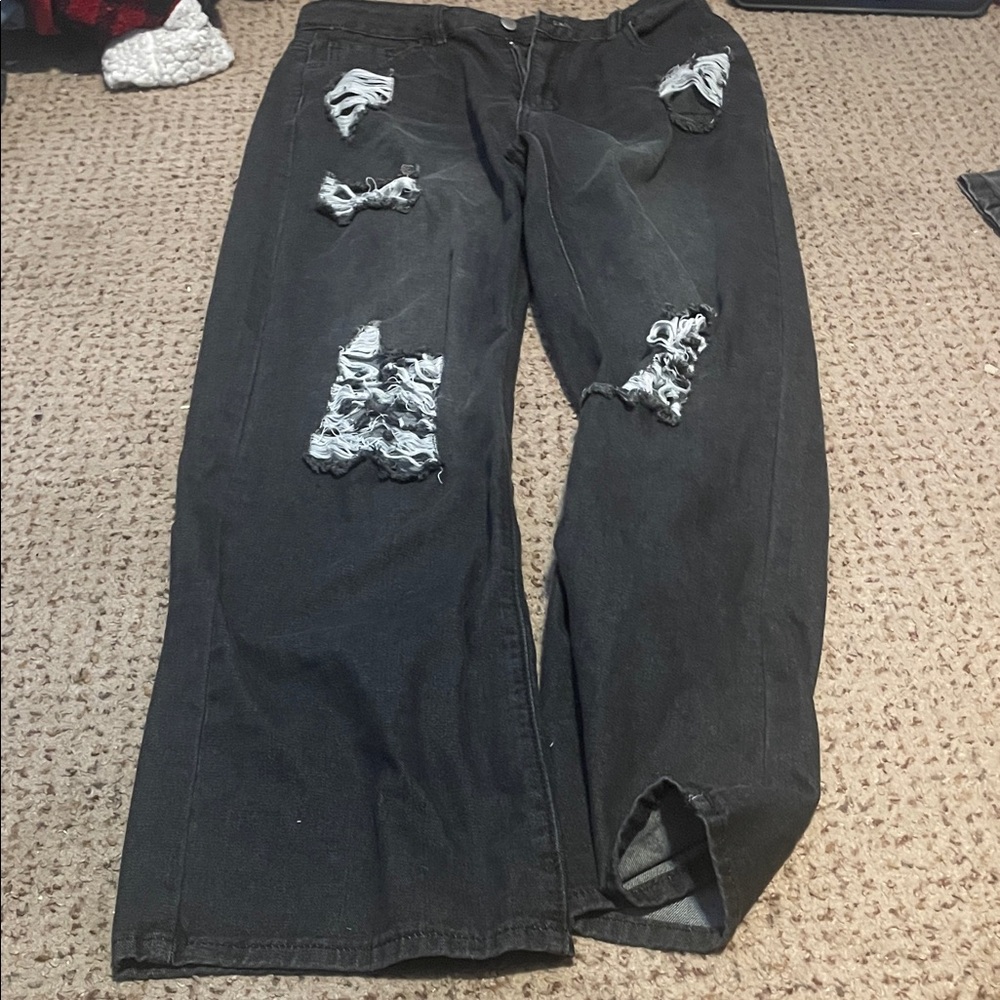 Distressed Black Jeans